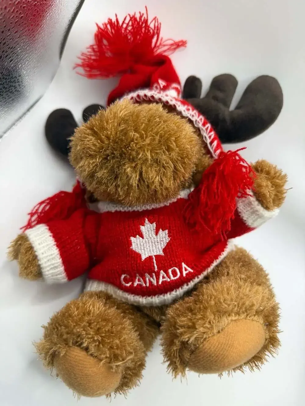 Canadian Moose Stuffed Animal in Red Maple Leaf Sweater - 9